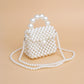 Micro Top Handle Cream Pearl Woven Handmade Bag