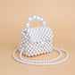 Micro Top Handle White Pearl Woven Handmade Bag
