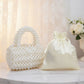 Barrel Bag Luminous Cream Pearl Woven Handbag