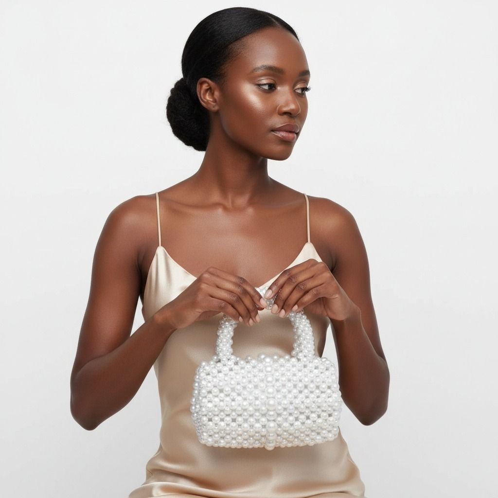 Barrel Bag Luminous White Pearl Woven Handbag