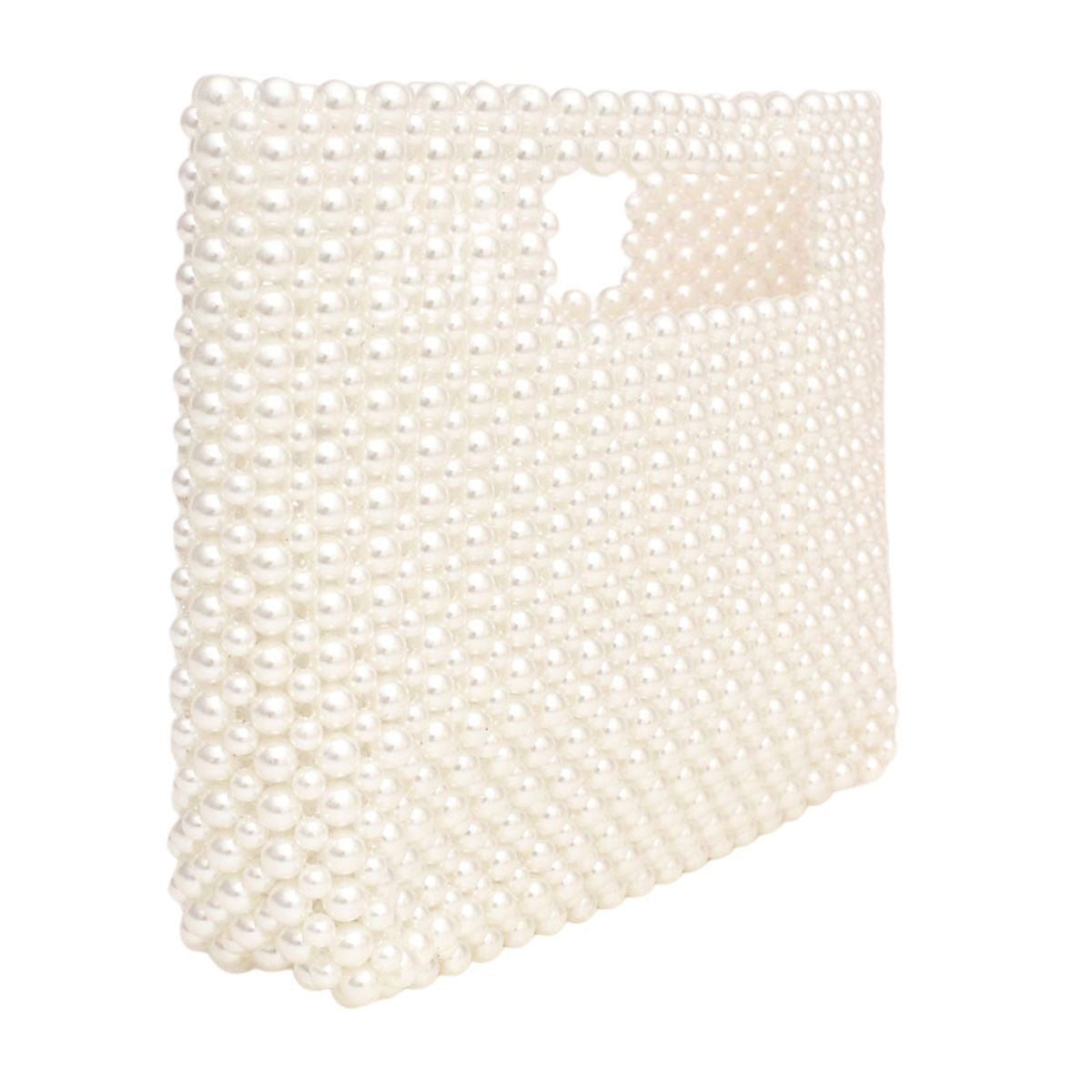 Clutch Vintage Cream Pearl Cut Out Handle Bag