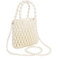 Top Handle Vintage Woven Cream Pearl Crossbody Bag