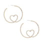 Hoop Gold Pave Looped Heart Memory Wire Earrings