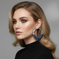 Hoop Denim Jeans Silver Bamboo Texture Earrings