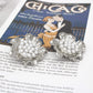 Clip On Silver Sculpted Floral White Pearl Earrings
