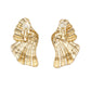 Clip On Gold Fanned Wing Polished Earrings Women