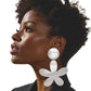 Clip On XL Heavy Silver Flower Earrings for Women