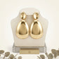 Clip On XL Gold Polished Curved Oval Drop Earrings