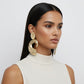 Clip On Gold Melted Metal Open C Large Earrings