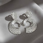 Clip On Silver Melted Metal Open C Large Earrings
