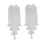 Fringe Silver Heart Rhinestone Earrings for Women