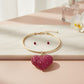 Pendant Fuchsia Stone Domed Heart Chunky Necklace