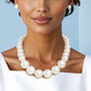 Cream Pearl Single Strand Chunky Necklace Women