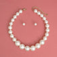 Cream Pearl Single Strand Chunky Necklace Women