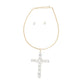 Gold Teardrop Crystal Cross Necklace