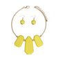 Bib Yellow Chunky Wood Gold Rigid Collar Necklace