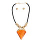 Orange Diamond Shaped Pendant Set
