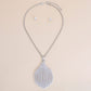 Pendant White Pearl Ornamental Teardrop Silver Set