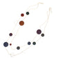 Long Multicolor Wood Disc Layered Gold Necklace