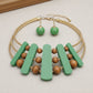 Necklace Green Wood Choker Set for Women