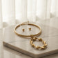 Choker Gold Ribbed Link Twisted Pendant Necklace