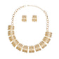 Collar Dramatic Gold Curved Link Rhinestone Set