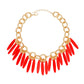 Necklace Tribal Red Wood Fringe for Women