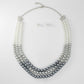 Glass Pearl Gray White Ombre 3 Strand Necklace
