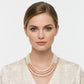 Glass Pearl Pink Cream Ombre 3 Strand Necklace