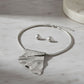 Power Pendant Silver Folded Metal Modern Necklace