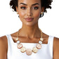 Chain Multi Heavy Duty Crinkle Metal Disc Necklace
