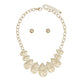 Chain Gold Heavy Crinkle Metal Teardrop Necklace