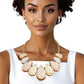 Chain Multi Heavy Crinkle Metal Teardrop Necklace