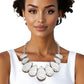 Chain Silver Heavy Crinkle Metal Teardrop Necklace