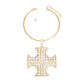 Pendant Gold Stone Cross Pattee Necklace for Women