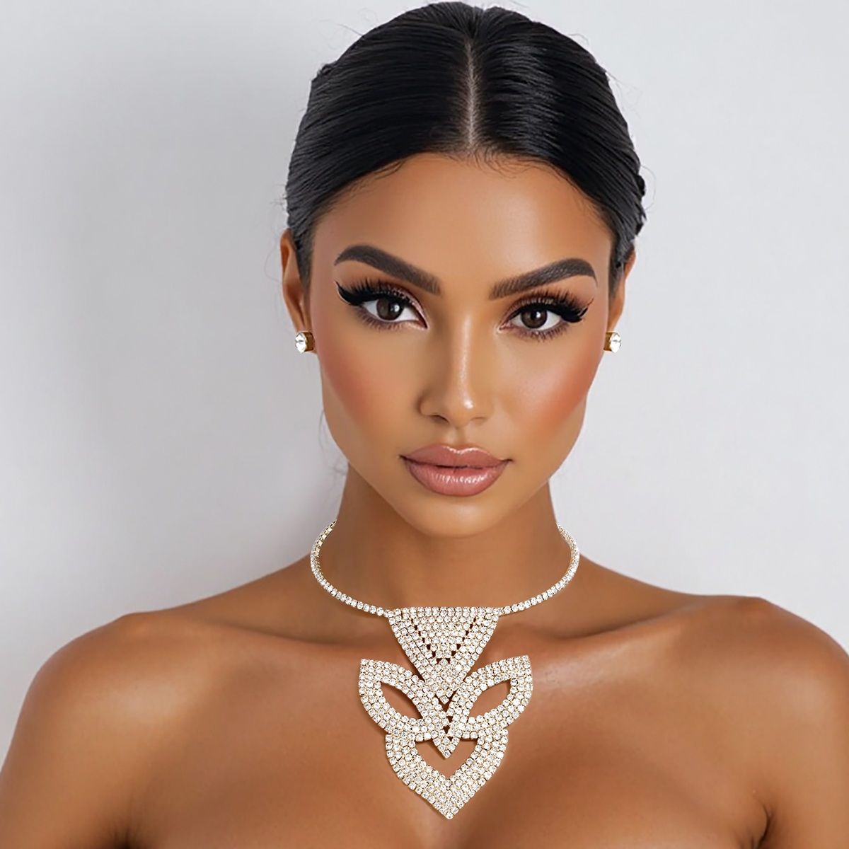 Choker Gold Brilliant Art Deco Pave Pendant Set