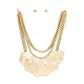 Necklace Gold Metal 5 Strand Bead and Disc Set