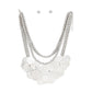 Necklace Silver Metal 5 Strand Bead and Disc Set