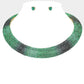 Collar Pave Green Stone Torque Necklace for Women