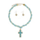 Pendant Turquoise Twisted Bead Cross Necklace