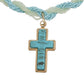 Pendant Turquoise Twisted Bead Cross Necklace