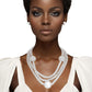 Layered Silver Mesh Snake Chain Ball Pearl Set