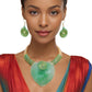 Collar Green Large Resin Agate Slice Pendant Set