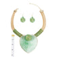 Collar Green Large Resin Agate Slice Pendant Set
