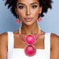 Pendant Round Fuchsia Resin and Wire Necklace