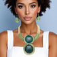 Pendant Round Green Resin and Wire Necklace