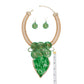 Pendant Green Resin Leaf Wire Tribal Necklace