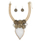 Pendant White Resin Leaf Gold Wire Tribal Necklace