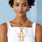 Pendant Chunky Matte Gold Cross Chain Necklace