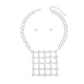 Pendant Silver Crystal Square Grid Chain Necklace
